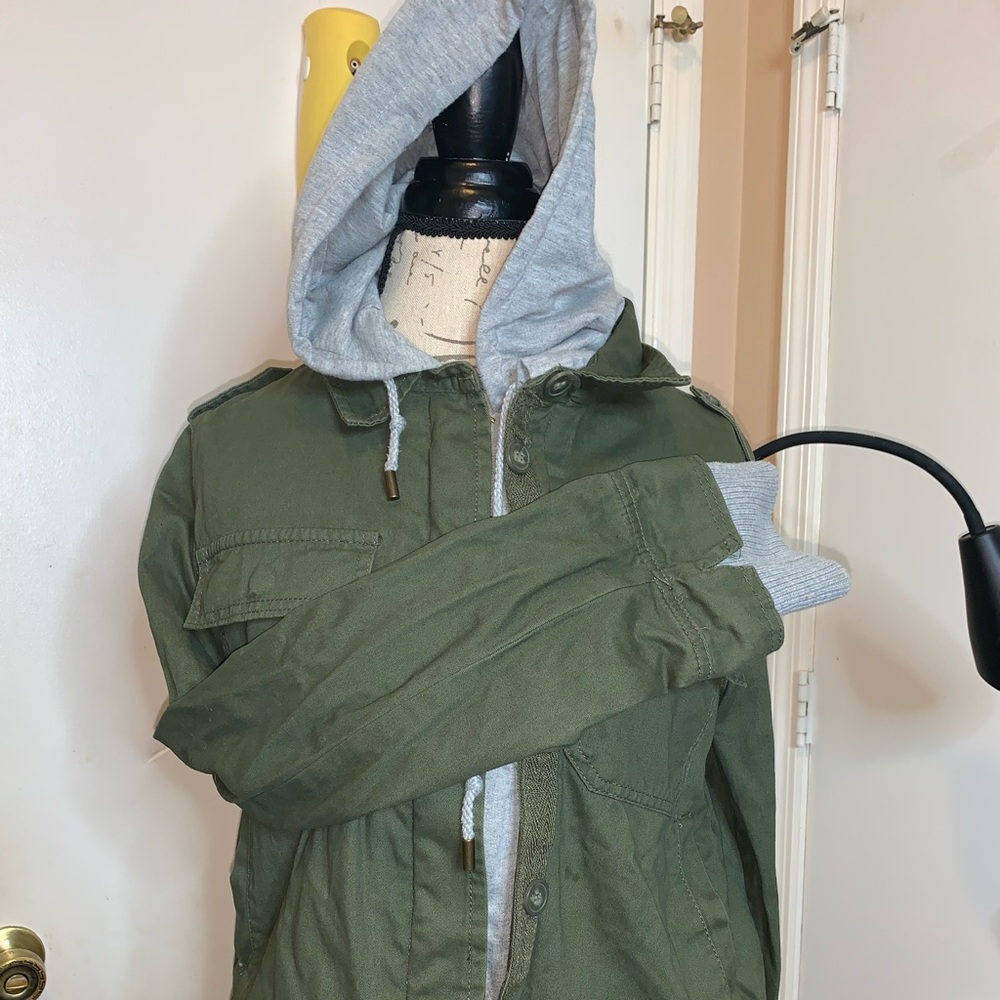 Green and gray utility jacket